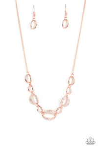 autopostr_pinterest_58290,rhinestones,rose gold,short necklace,The Only Game in Town - Rose Gold Rhinestone Necklace