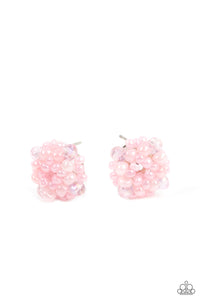 pearls,pink,post,seed bead,Bunches of Bubbly - Pink Seed Bead Post Earrings