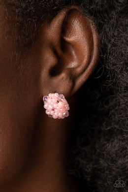 Bunches of Bubbly - Pink Seed Bead Post Earrings Paparazzi Accessories