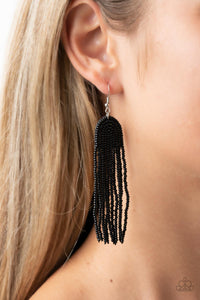 black,post,seed bead,Right as RAINBOW - Black Seed Bead Post Earrings