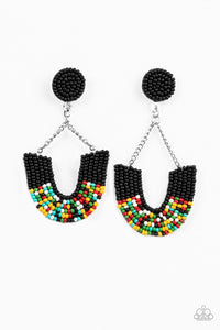 black,post,seed bead,Make it RAINBOW - Black Seed Bead Post Earrings