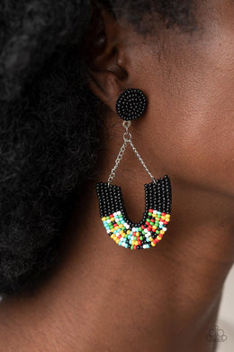 Make it RAINBOW - Black Seed Bead Post Earrings Paparazzi Accessories
