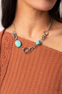 blue,crackle stone,short necklace,turquoise,Sonoran Solo - Blue Turquoise Stone Necklace