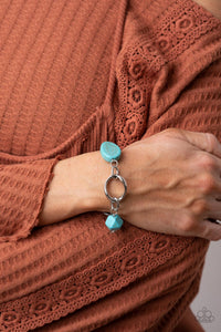 blue,crackle stone,lobster claw clasp,turquoise,Hola, SONORA - Blue Turquoise Stone Bracelet