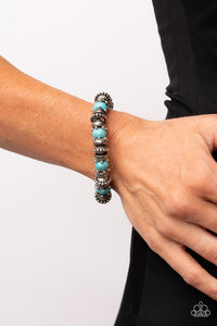 blue,stretchy,turquoise,Canyon Crusher - Blue Stone Stretchy Bracelet