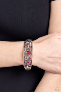 floral,hinge,pink,rhinestones,Prairie Musical - Pink Rhinestone Hinge Bracelet