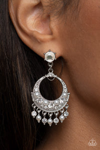 Pearls,post,rhinestones,white,Marrakesh Request - White Pearl and Rhinestone Post Earrings