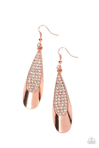 copper,rhinestones,Prismatically Persuasive - Copper Rhinestone Earrings