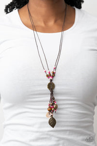 autopostr_pinterest_58290,brass,floral,long  necklace,pink,Knotted Keepsake - Pink Necklace