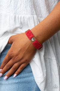 Hearts,leather,red,snap,wrap,Lusting for Wanderlust - Red Leather Bracelet