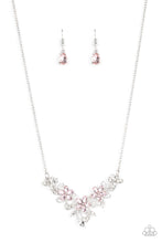 Load image into Gallery viewer, Floral Fashion Show - Pink Rhinestone Floral Necklace Paparazzi Accessories