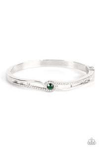green,hinge,rhinestones,Top-Shelf Shimmer - Green Rhinestone Hinged Bracelet