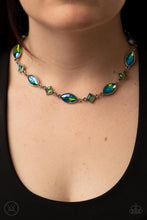 Load image into Gallery viewer, Prismatic Reinforcements - Green Oil Spill Rhinestone Choker Necklace Paparazzi Accessories