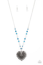 Load image into Gallery viewer, Doting Devotion - Blue Heart Necklace Paparazzi Accessories