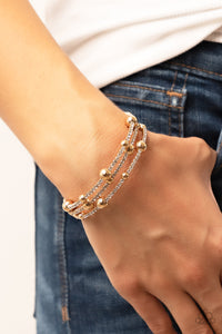 coil,gold,rhinestones,Spontaneous Shimmer - Gold Coil Bracelet