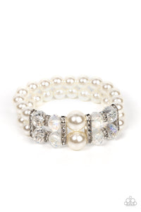 iridescent,Pearls,stretchy,white,Timelessly Tea Party - White Pearl Stretchy Bracelet