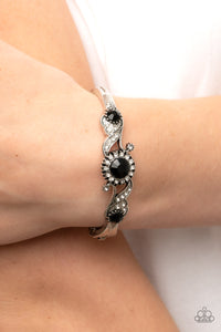 black,hinge,rhinestones,Expert Elegance - Black Rhinestone Bracelet