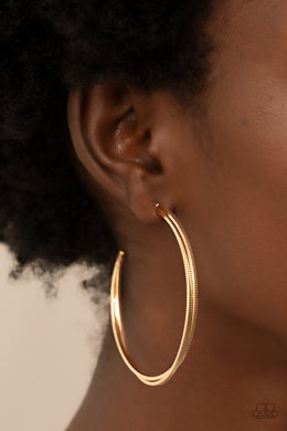 Monochromatic Curves - Gold Hoop Earrings Paparazzi Accessories