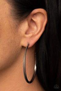 gunmetal,hoops,Monochromatic Curves - Black Gunmetal Hoop Earrings