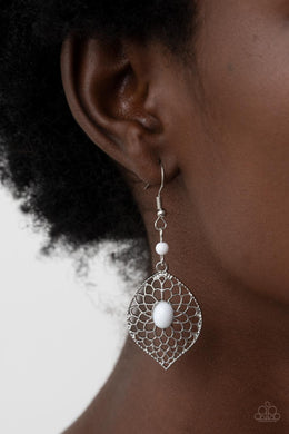 Perky Perennial - White Earrings Paparazzi Accessories
