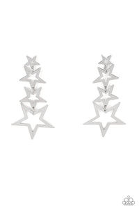 patriotic,post,silver,stars,Superstar Crescendo - Silver Star Post Earrings