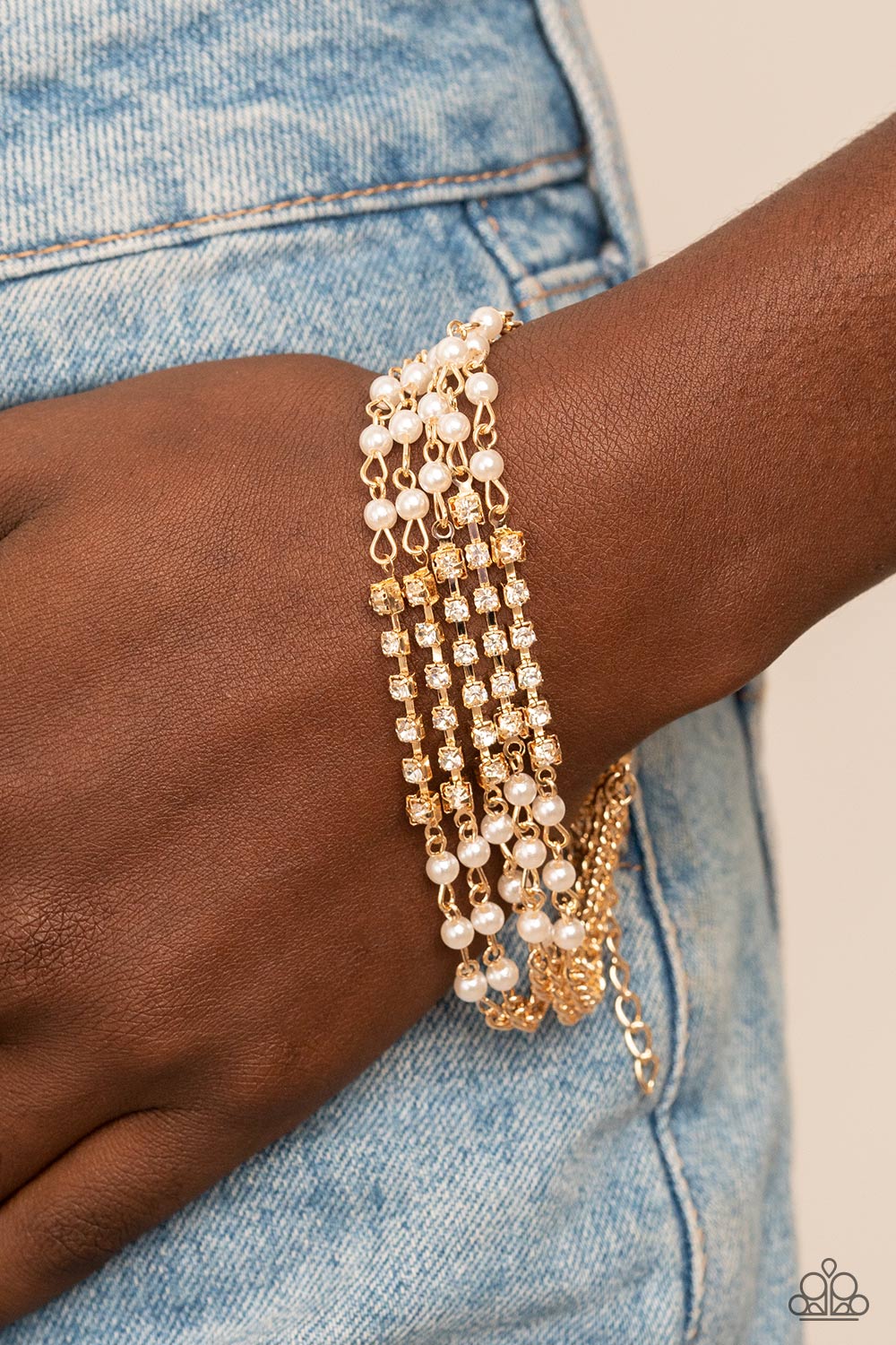 Experienced in Elegance - Gold Pearl Bracelet Paparazzi Accessories