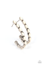 Load image into Gallery viewer, Kick Up a SANDSTORM - White Stone Hoop Earrings Paparazzi Accessories