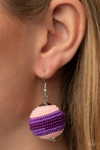fishhook,purple,seed bead,Zest Fest - Purple Seed Bead Earrings