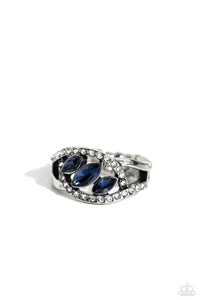 blue,dainty back,rhinestones,Stiletto Sparkle - Blue Rhinestone Ring