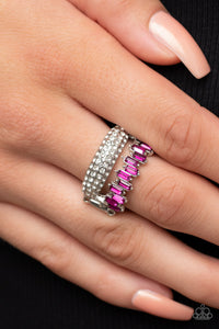 pink,rhinestones,Wide Back,Hold Your CROWN High - Pink Rhinestone Ring