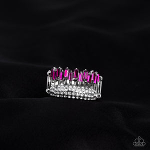 pink,rhinestones,Wide Back,Hold Your CROWN High - Pink Rhinestone Ring