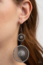 Load image into Gallery viewer, Bring Down the WHEELHOUSE - Black Rhinestone Earrings Paparazzi Accessories
