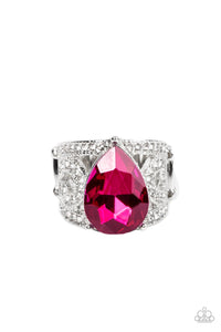 pink,rhinestones,wide back,Kinda a Big Deal - Pink Rhinestone Ring