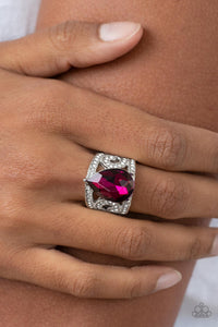 pink,rhinestones,wide back,Kinda a Big Deal - Pink Rhinestone Ring