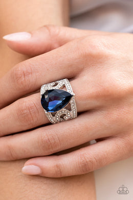 Kinda a Big Deal - Blue Rhinestone Ring Paparazzi Accessories