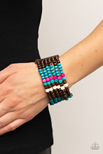 Load image into Gallery viewer, Dive into Maldives - Blue Wooden Stretchy Bracelet Paparazzi Accessories