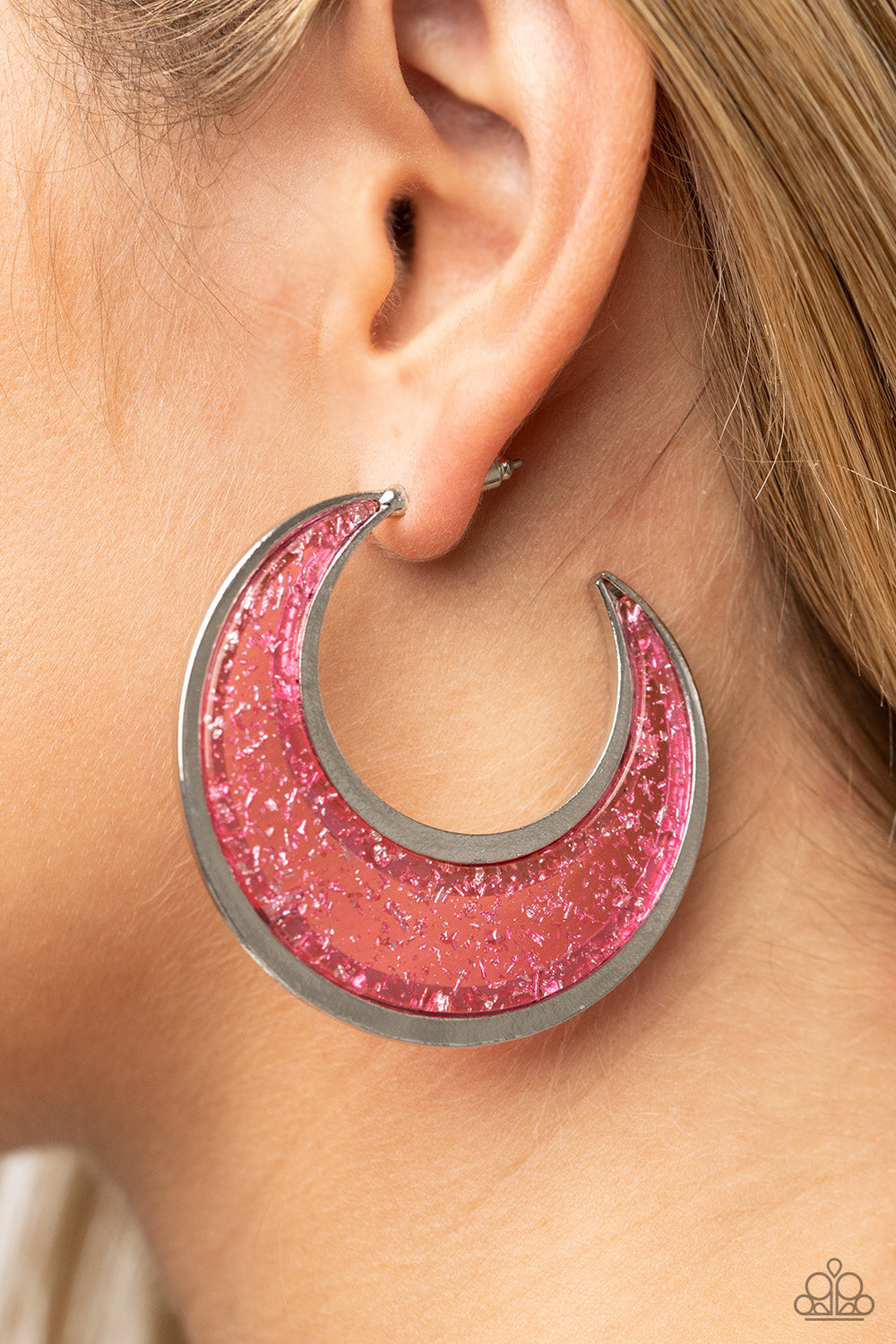 Charismatically Curvy - Pink Hoop Earrings Paparazzi Acessories