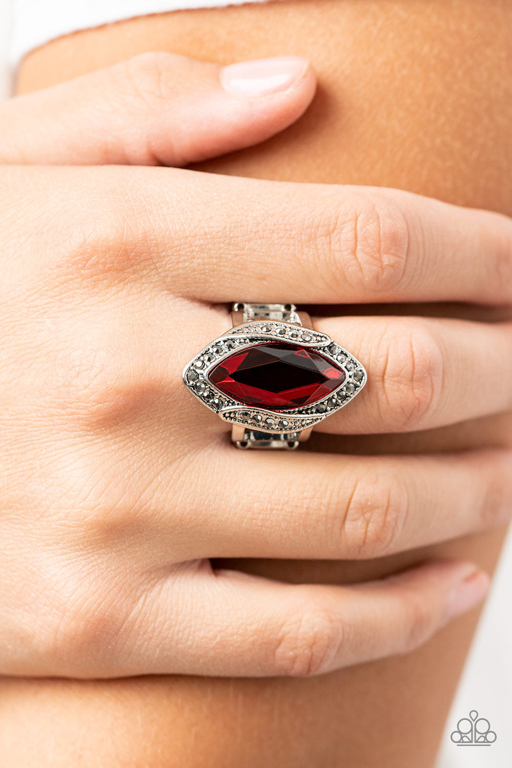 Let Me Take a REIGN Check - Red Rhinestone Ring Paparazzi Accessories