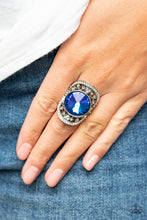 Load image into Gallery viewer, Galactic Garden - Blue Oil Spill Rhinestone Ring Paparazzi Accessories