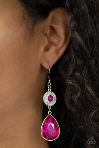 fishhook,pink,rhinestones,Collecting My Royalties - Pink Rhinestone Earrings