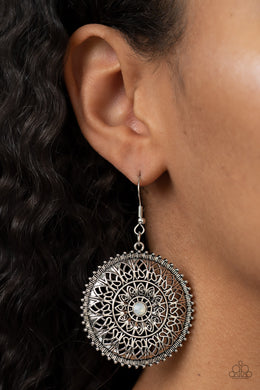 Spellbinding Botanicals - White Floral Earrings Paparazzi Accessories