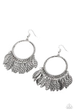 Load image into Gallery viewer, FOWL Tempered - Silver Feather Earrings Paparazzi Accessories