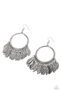 Feather,fishhook,silver,FOWL Tempered - Silver Feather Earrings