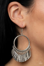 Load image into Gallery viewer, FOWL Tempered - Silver Feather Earrings Paparazzi Accessories