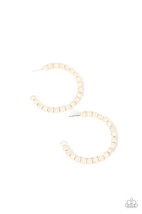 crackle stone,hoops,white,Rural Retrograde - White Stone Hoop Earrings