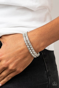 rhinestones,stretchy,white,Generational Glimmer - White Rhinestone Stretchy Bracelet