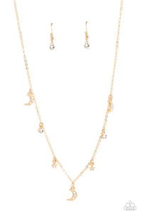gold,rhinestones,short necklace,Lunar Lagoon - Gold Necklace
