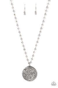 floral,long necklace,silver,Secret Cottage - Silver Necklace