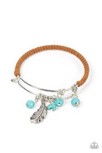 Load image into Gallery viewer, Running a-FOWL - Blue Stone Feather Hinge Bracelet Paparazzi Accessories