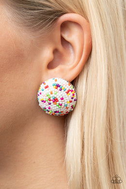 Kaleidoscope Sky - White Seed Bead Earrings Paparazzi Accessories